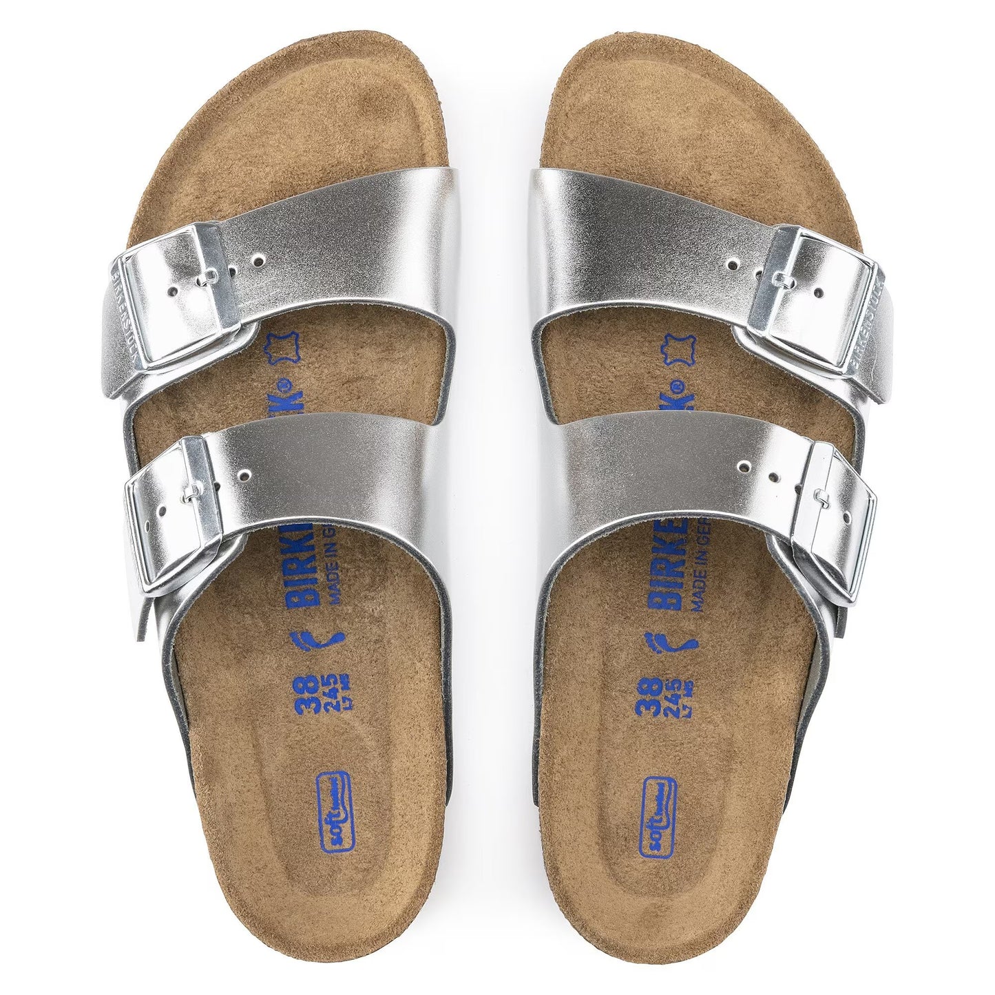 Birkenstock Arizona Soft Footbed Leather - Metallic Silver