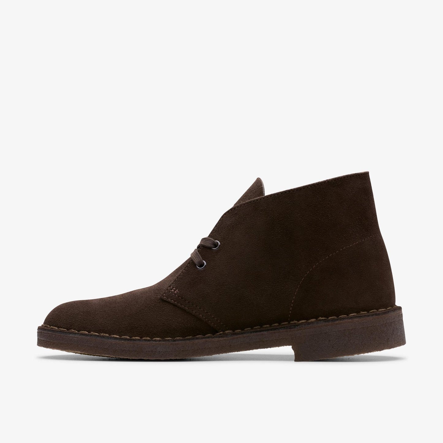 Brown suede desert boot on a white background
