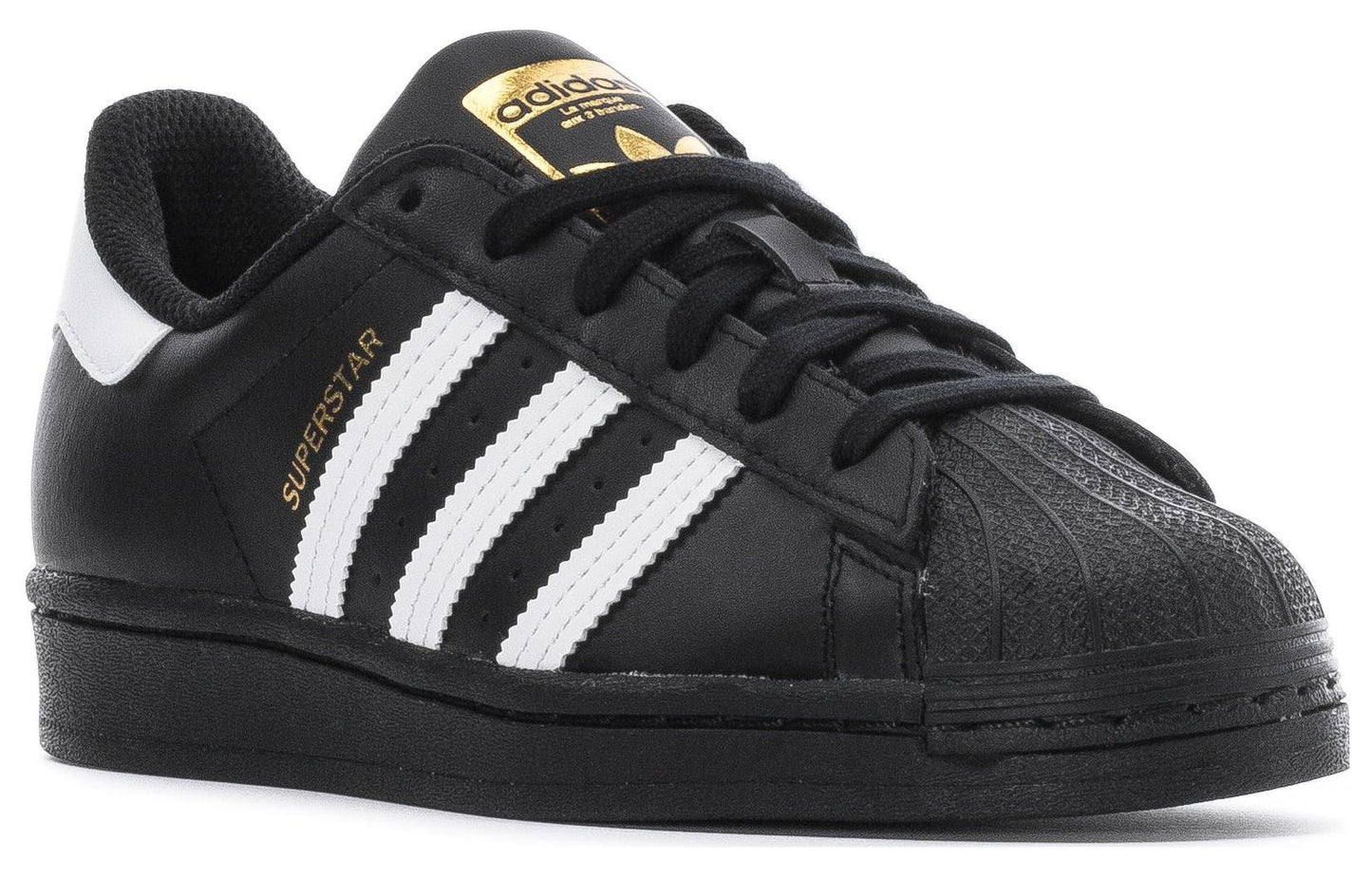 Grade School Adidas Superstar J Shoes - Black/White/Black