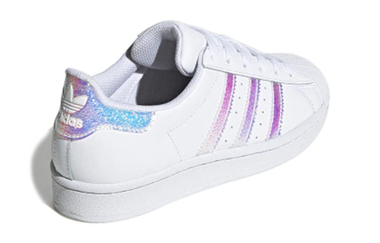 Grade School's Adidas Superstar J - White Iridescent