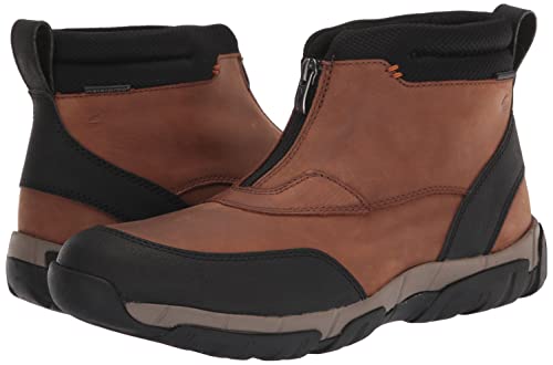 Men's Clarks Grove Zip II Boots - Dark Tan Leather