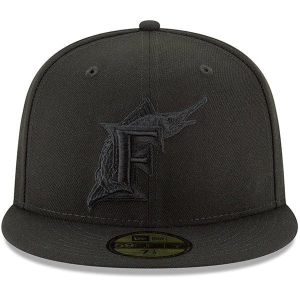 New Era Florida Marlins 9FIFTY Snapback Hat - Black/Black