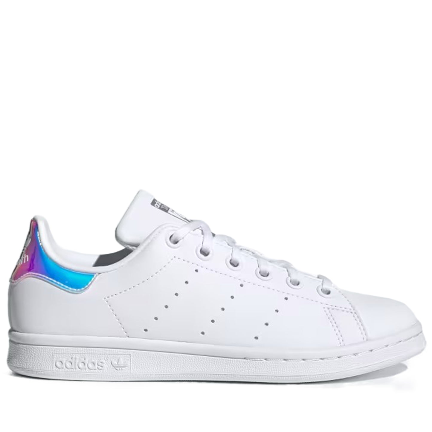 Grade School's Adidas Stan Smith Shoes - Cloud White/Cloud White/Silver Metallic