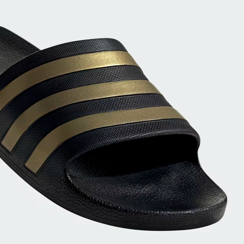 Men's Adidas Adilette Aqua Slides - Black/Gold