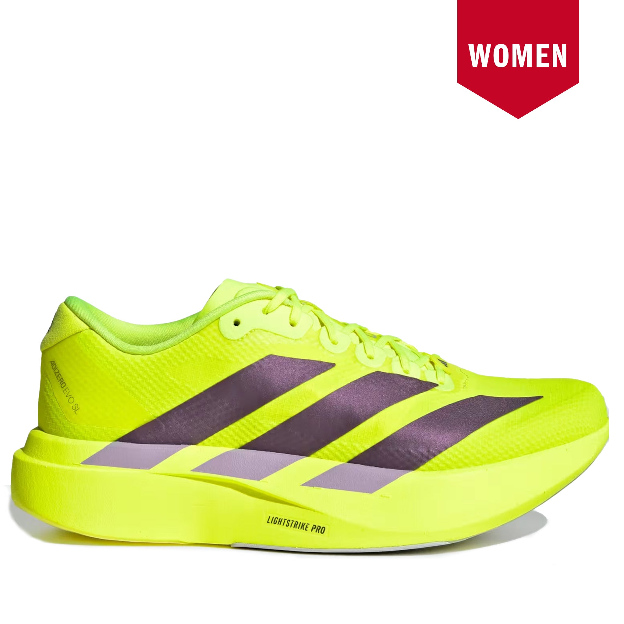 Women's Adidas Adizero Evo SL - Solar Yellow/Aurora Plum/Powder