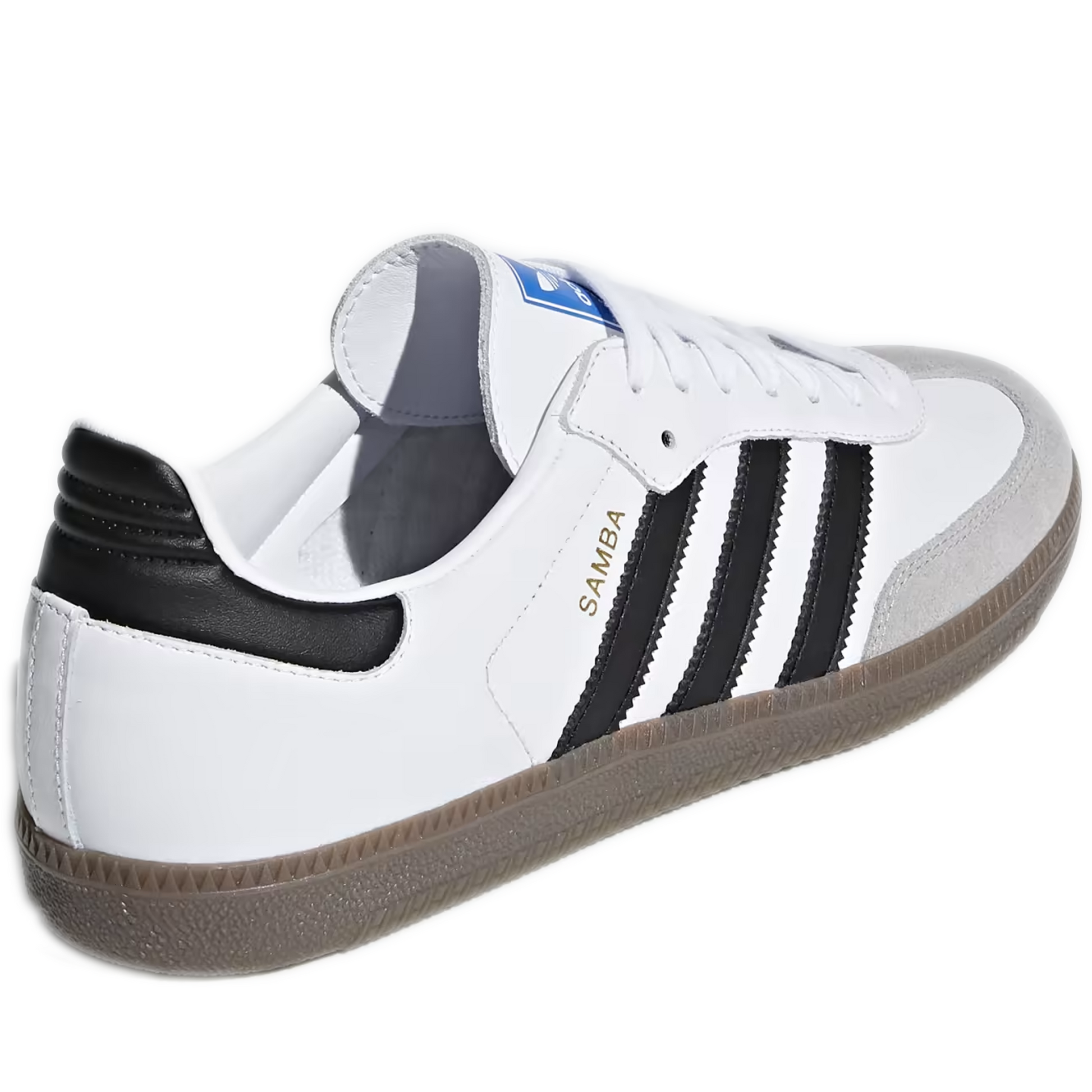 Men's Adidas Samba OG Shoes - Cloud White / Core Black / Clear Granite - Heel Detail