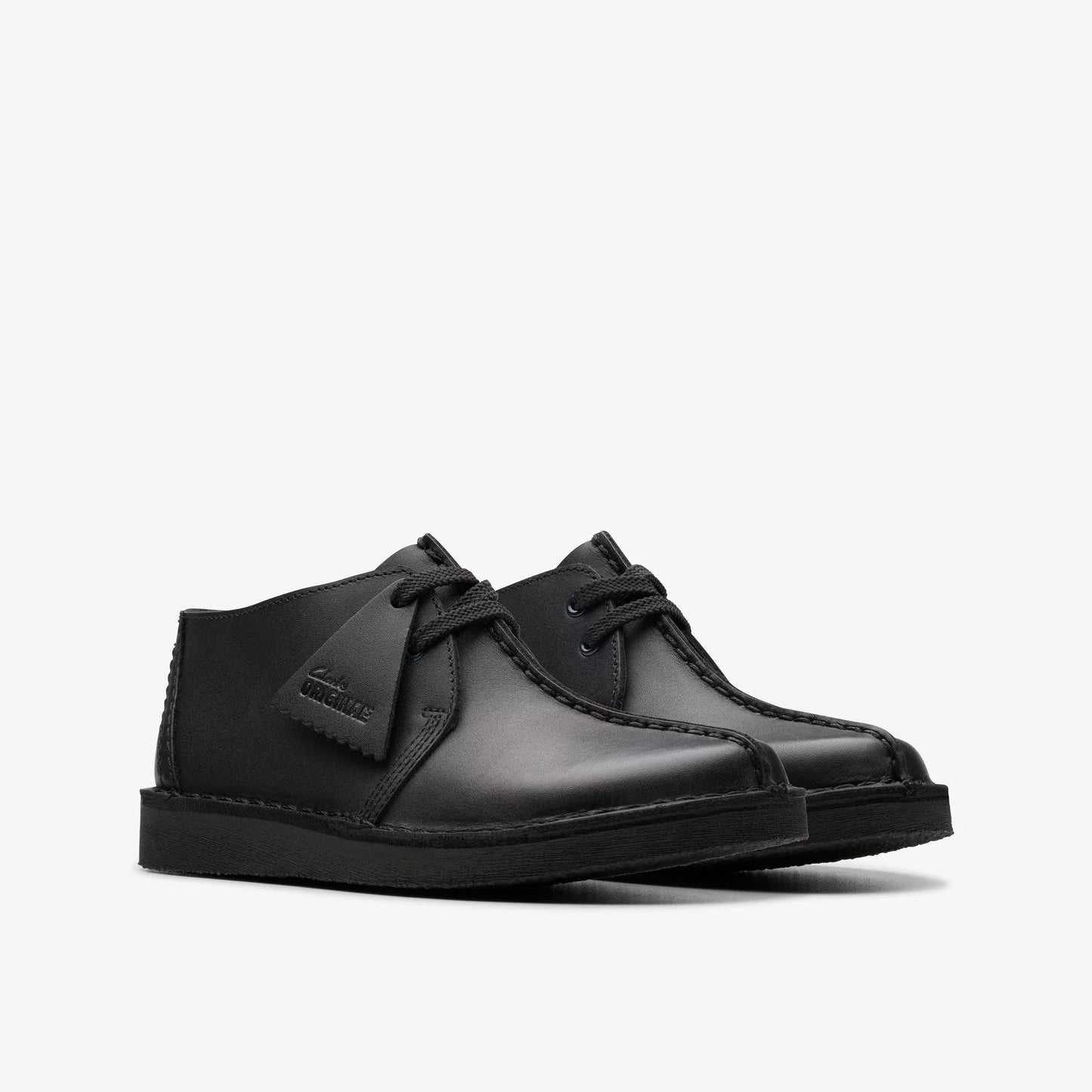 Grade School Clarks Desert Trek Older - Black Leather