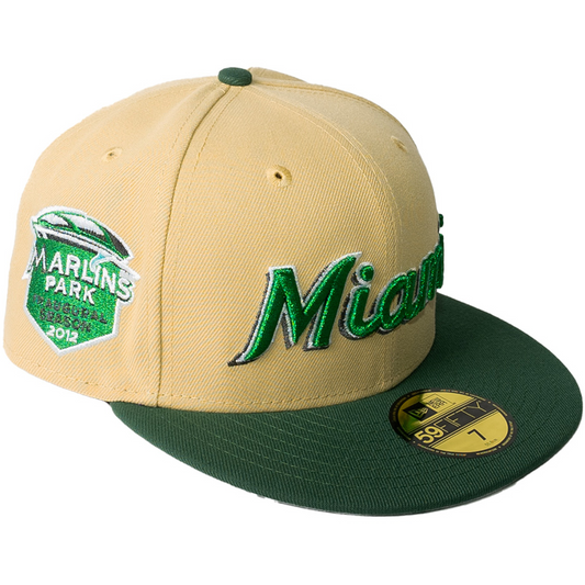 New Era Miami Marlins 59FIFTY Hat - Cream / Green