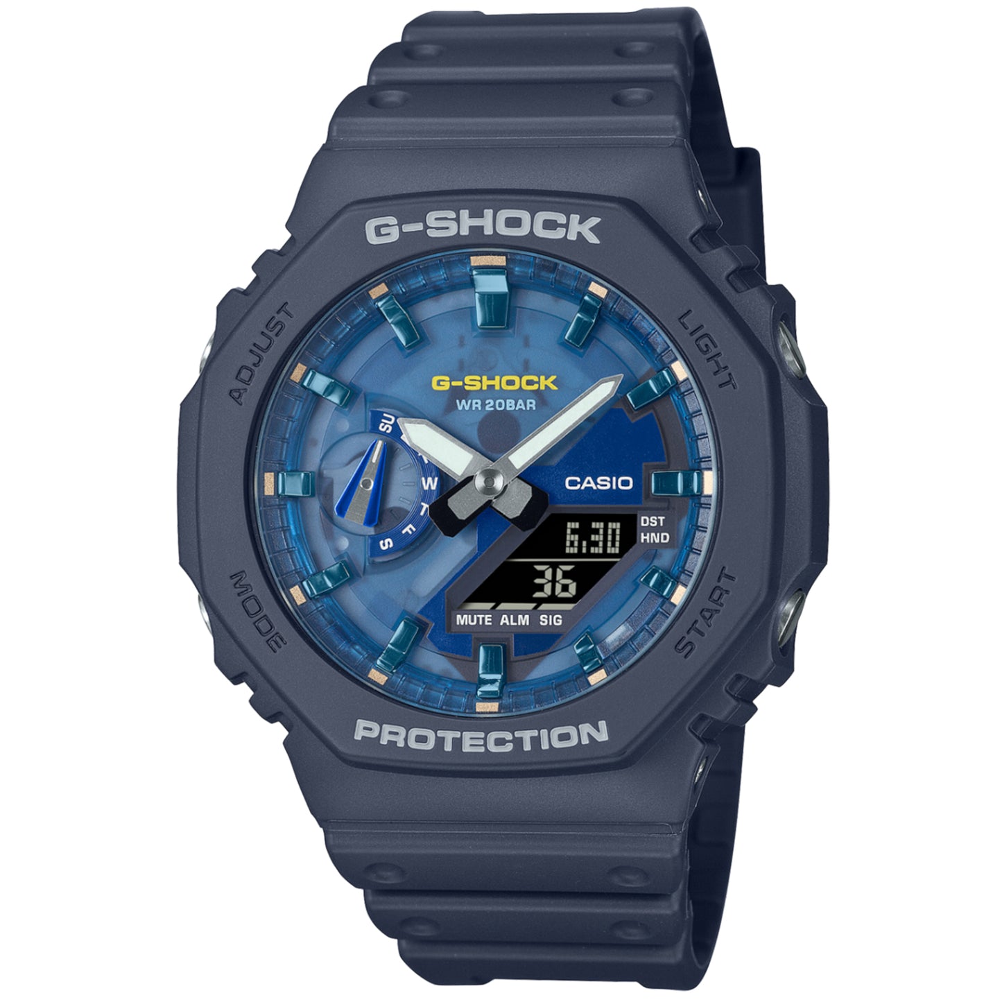 Casio Analog Digital GA2100AS-2A Watch 45.4mm - Navy Blue