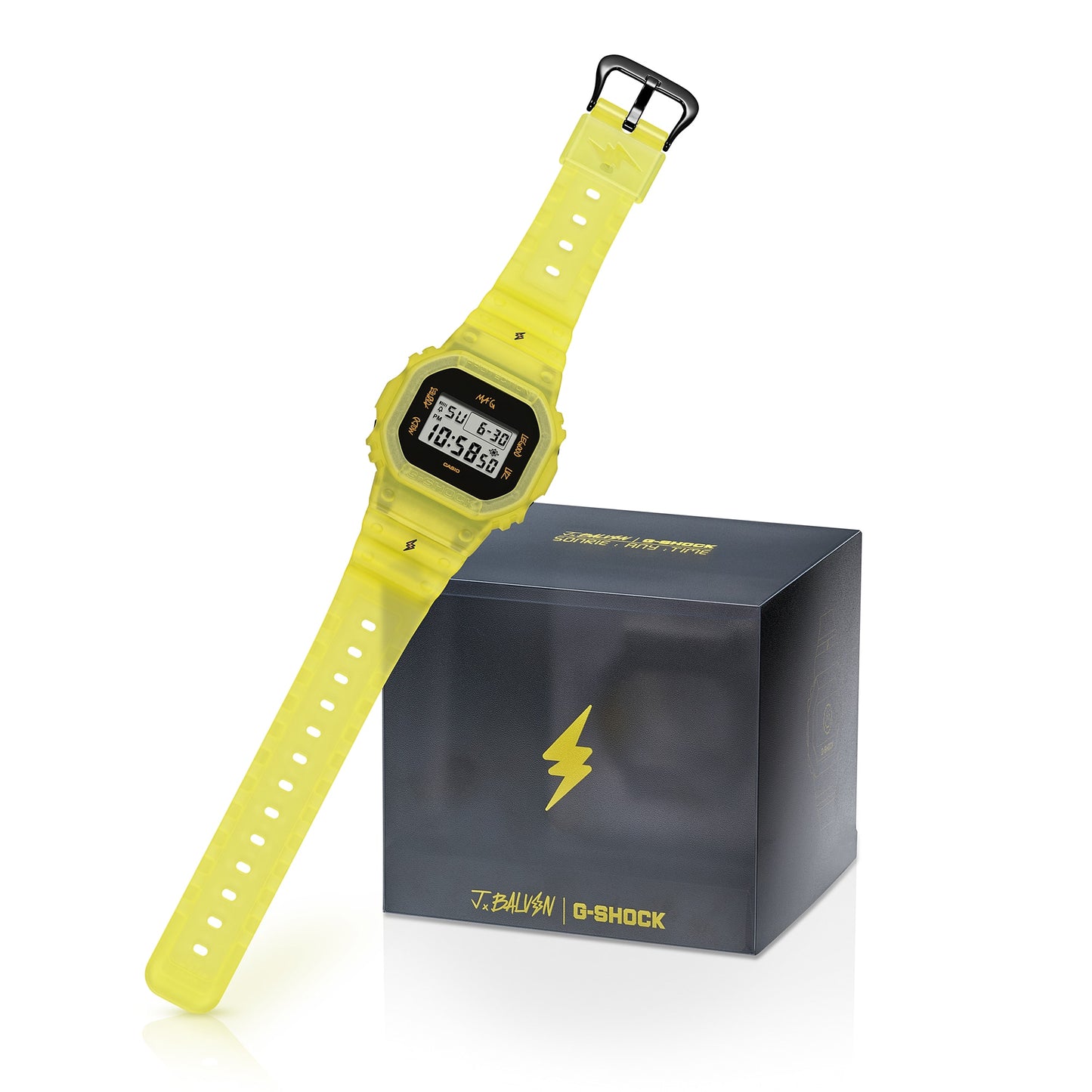 G-Shock & J BALVIN DWE5600JB-1A9 Watch 43.8mm - Yellow & Black Bands