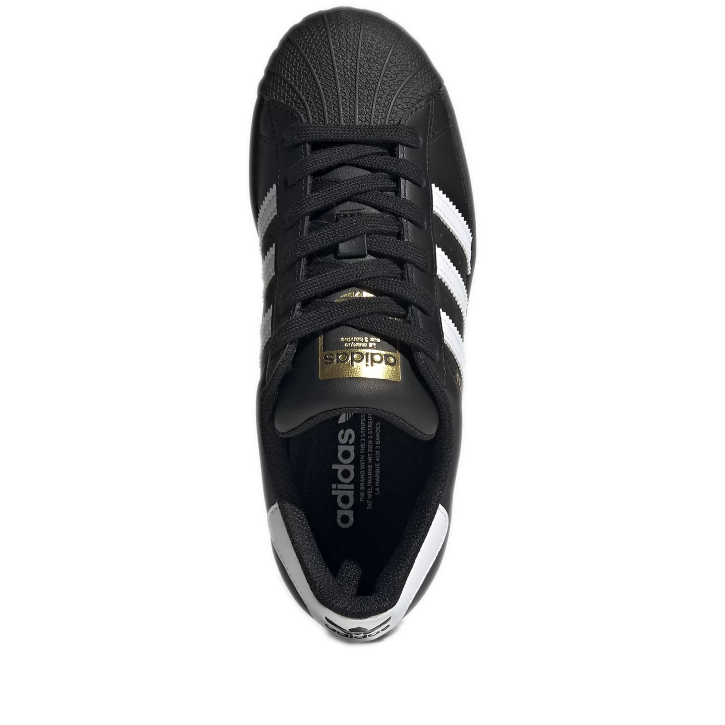 Grade School Adidas Superstar J Shoes - Black/White/Black