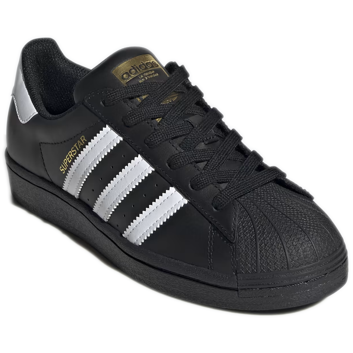 Grade School Adidas Superstar J Shoes - Black/White/Black