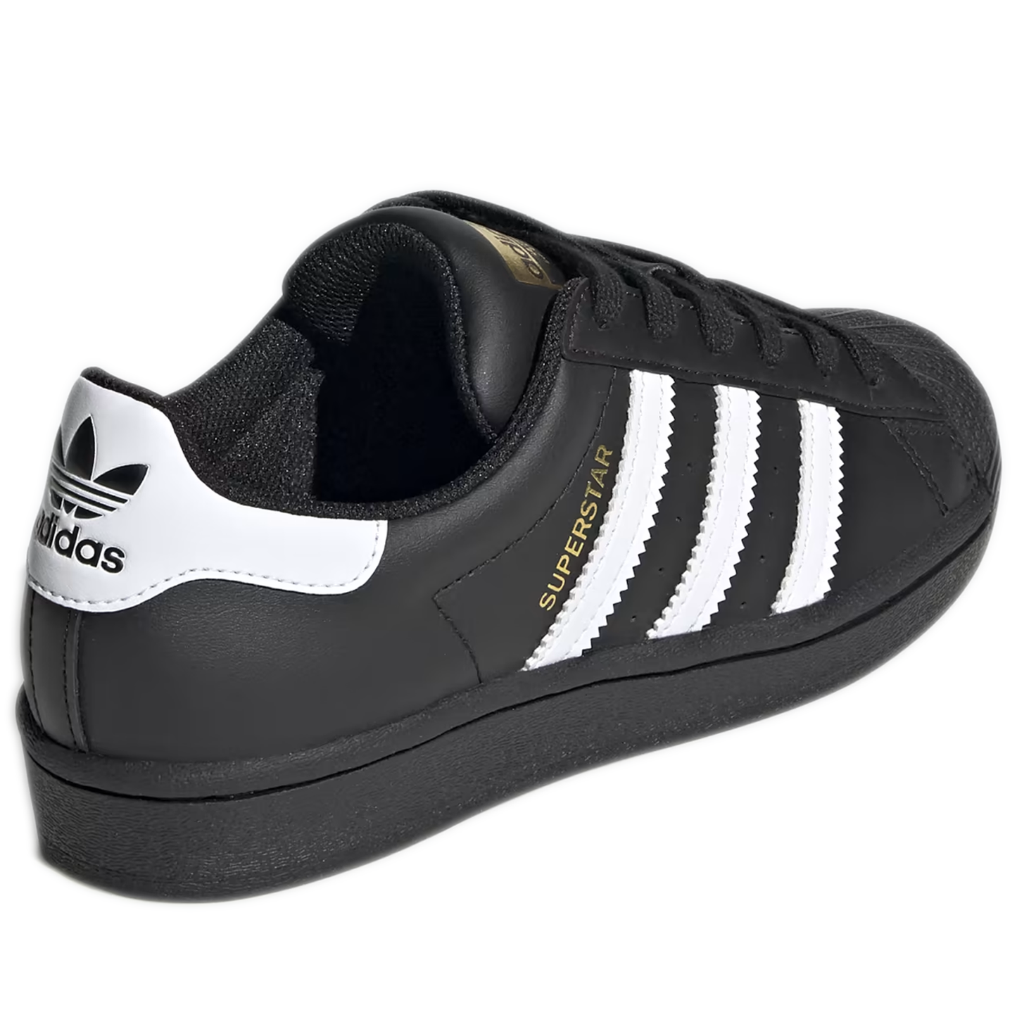 Grade School Adidas Superstar J Shoes - Black/White/Black