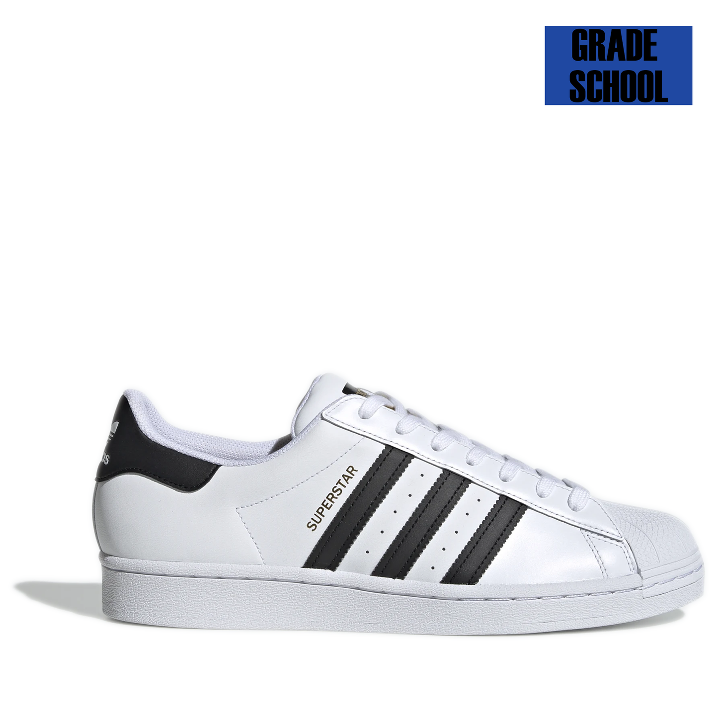 Grade School Adidas Superstar J Shoes - White/Black