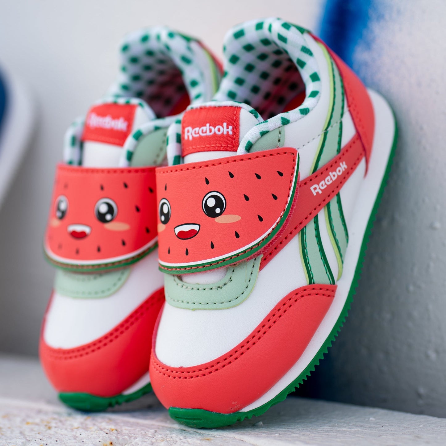 Infant's Reebok Royal CL Jogger 2.0 KC - White/Sunset Coral/Classic Green