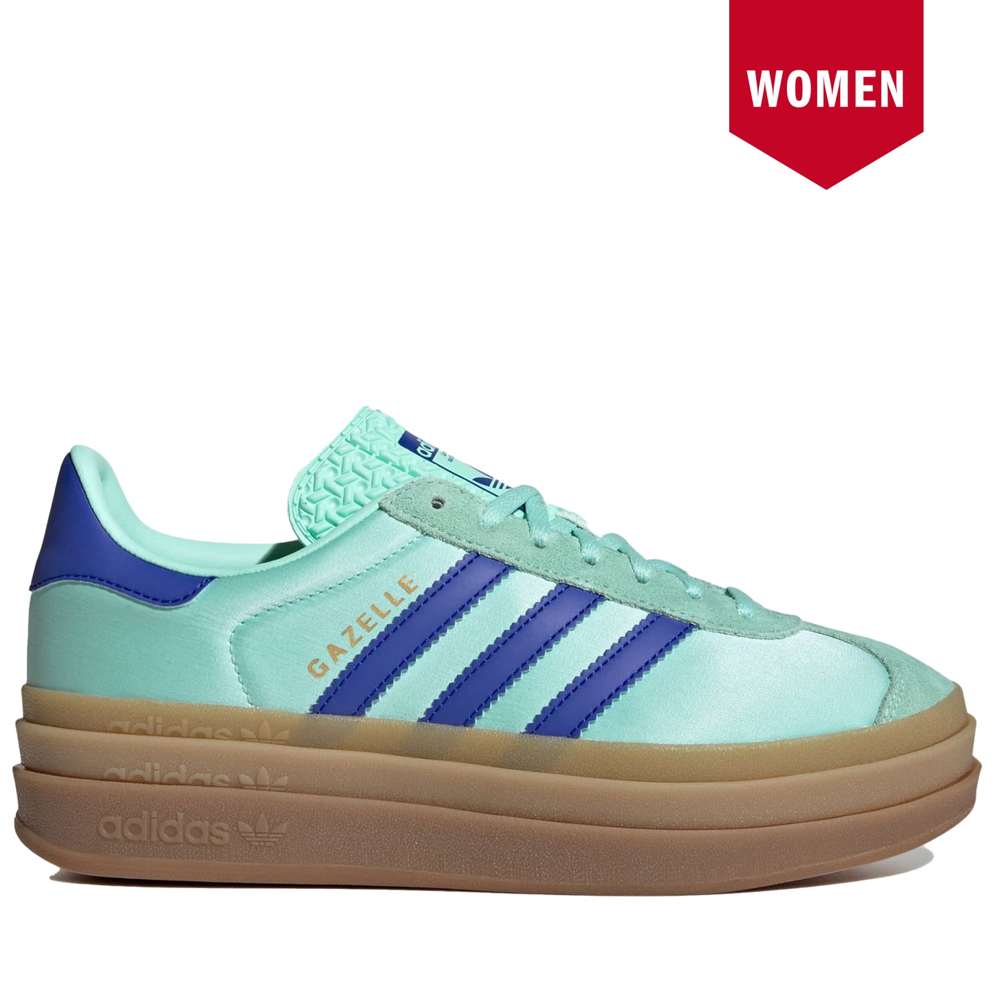 Women's Adidas Gazelle Bold Shoes - Clear Mint/Lucid Blue/Gold Metallic