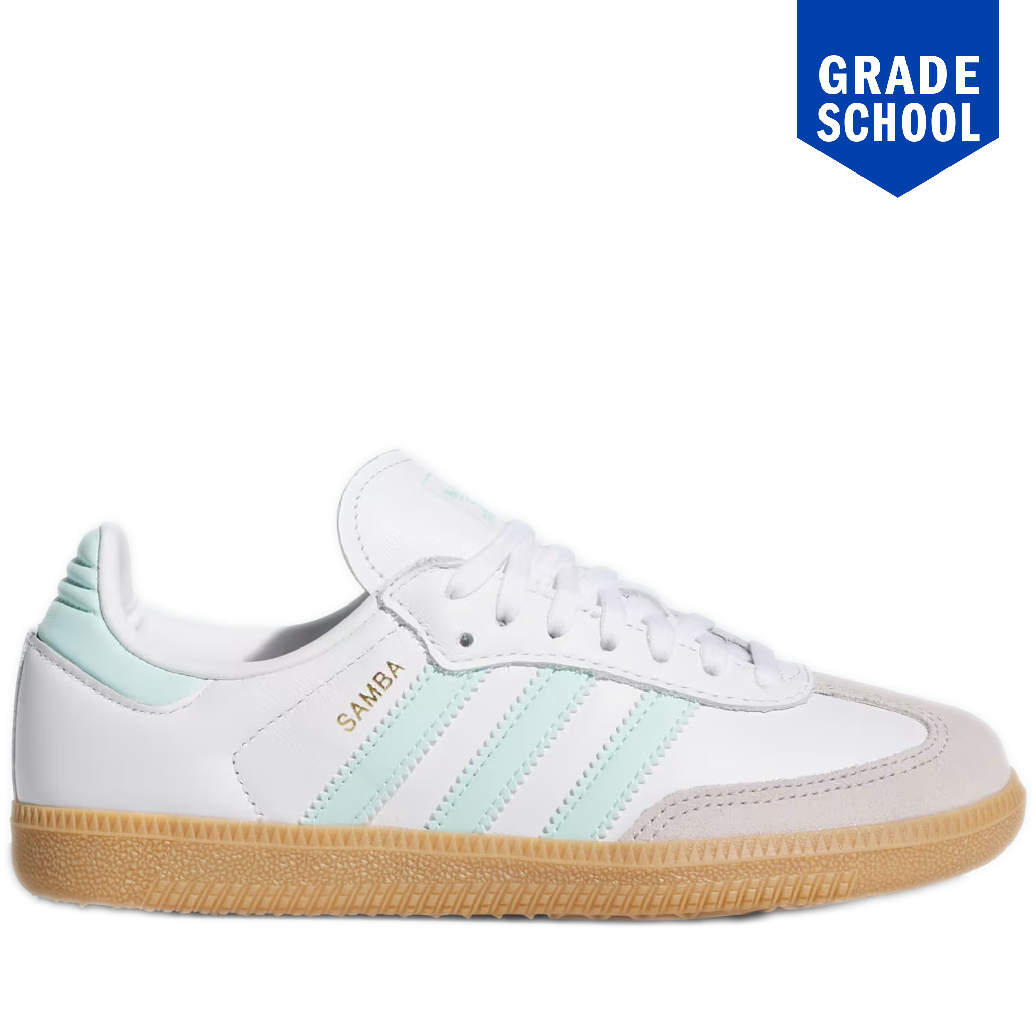 Grade School Adidas Samba OG Shoes Cloud White / Semi Flash Aqua / G