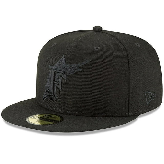 New Era Florida Marlins 9FIFTY Snapback Hat - Black/Black