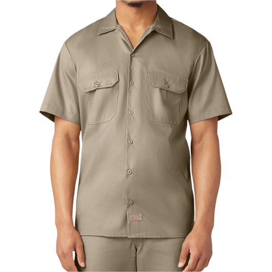 Men's Dickies FLEX Relaxed Fit Short Sleeve Work Shirt - Desert Sand