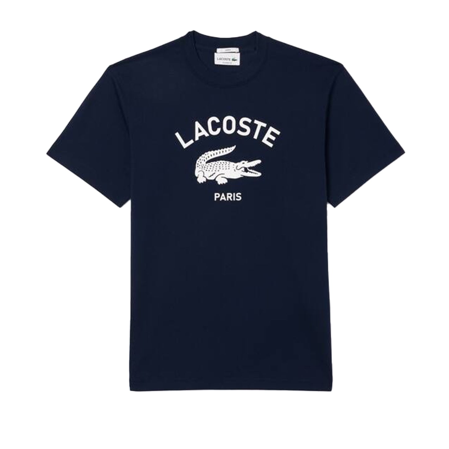 Men's Lacoste Signature Print Cotton T-shirt - Navy Blue