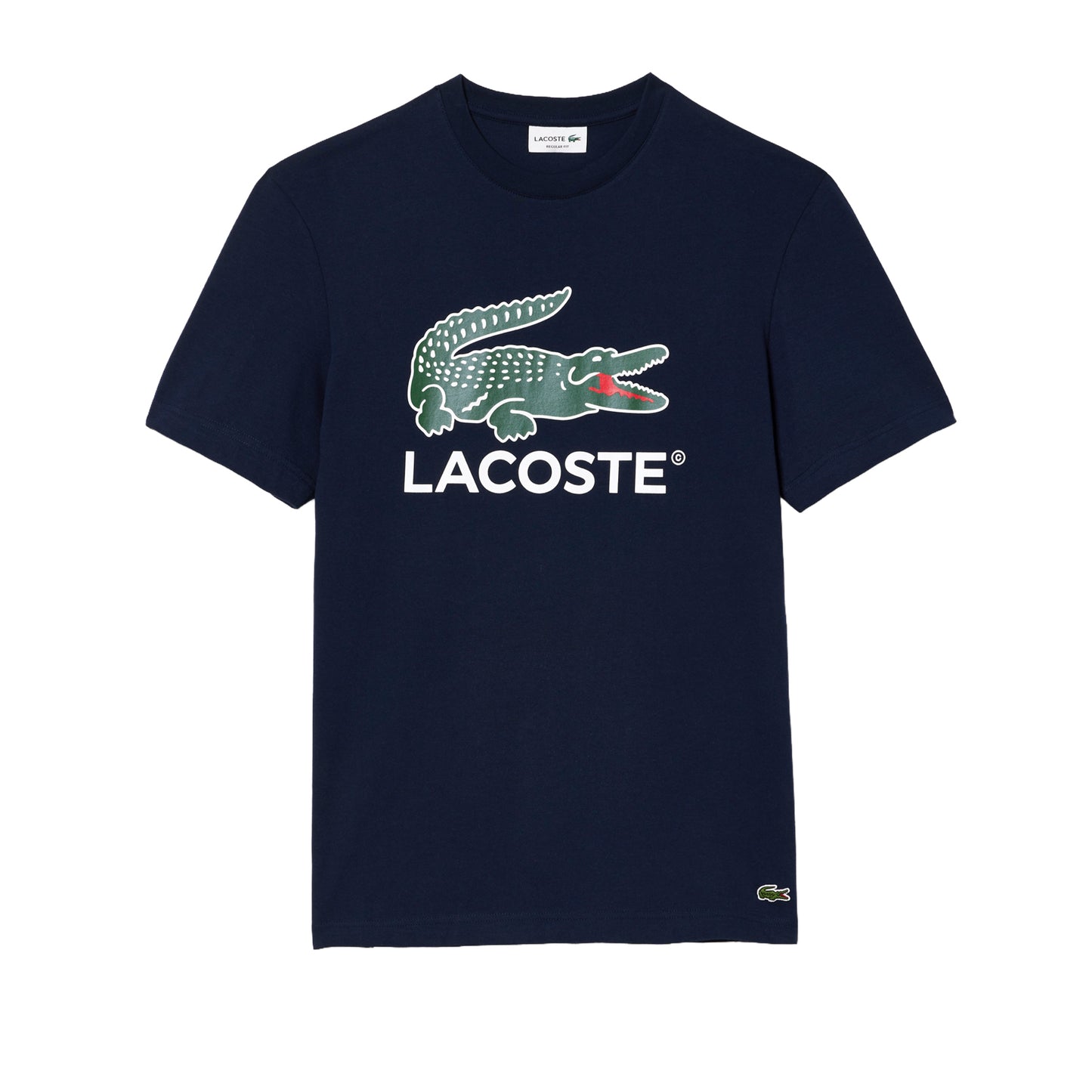 Men's Lacoste Signature Print Cotton T-Shirt - Navy Blue