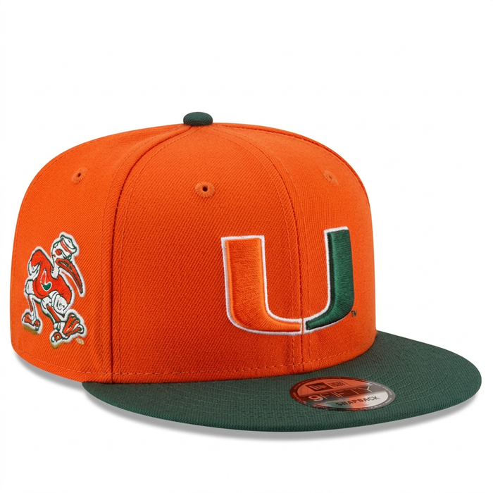 New Era 9FIFTY Miami Hurricanes Snapback Hat - Orange/ Dark Green