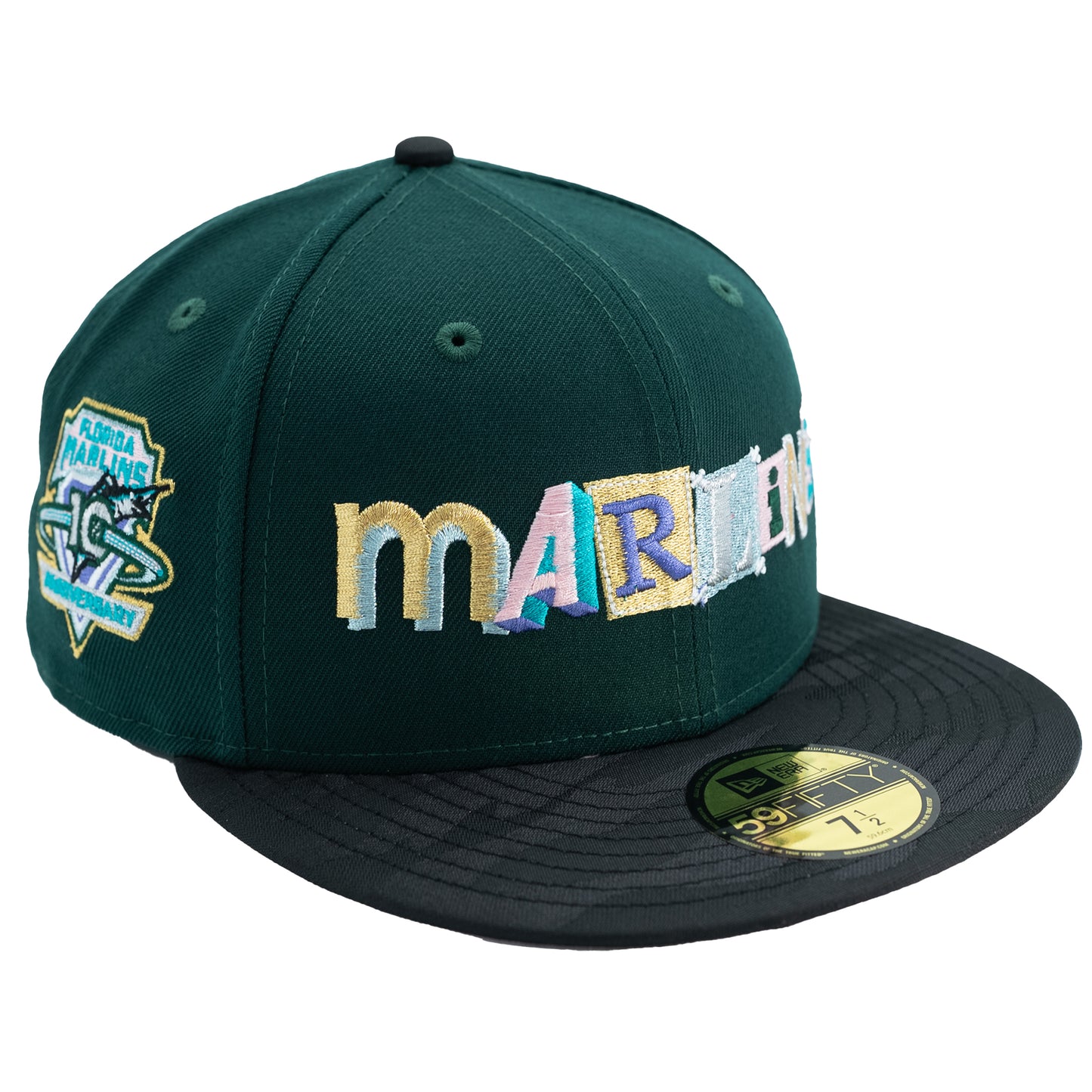 New Era Florida Marlins 59Fifty Fitted Hat - Dark Green
