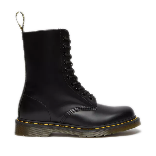 Women's Dr. Martens 1490 Smooth Leather Mid Calf Lace Up Boots - Black Smooth