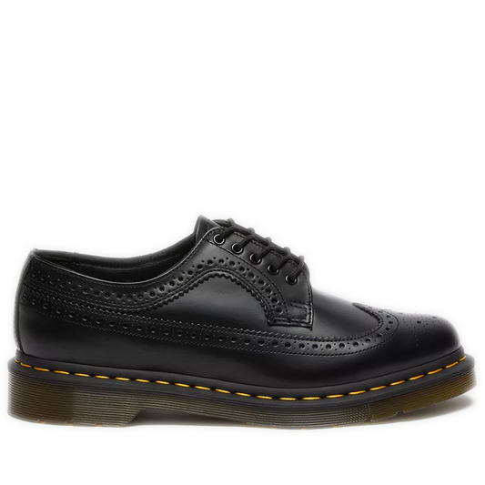 Women's Dr. Martens 3989 Yellow Stitch Smooth Leather Brogue shoes - Black Smooth