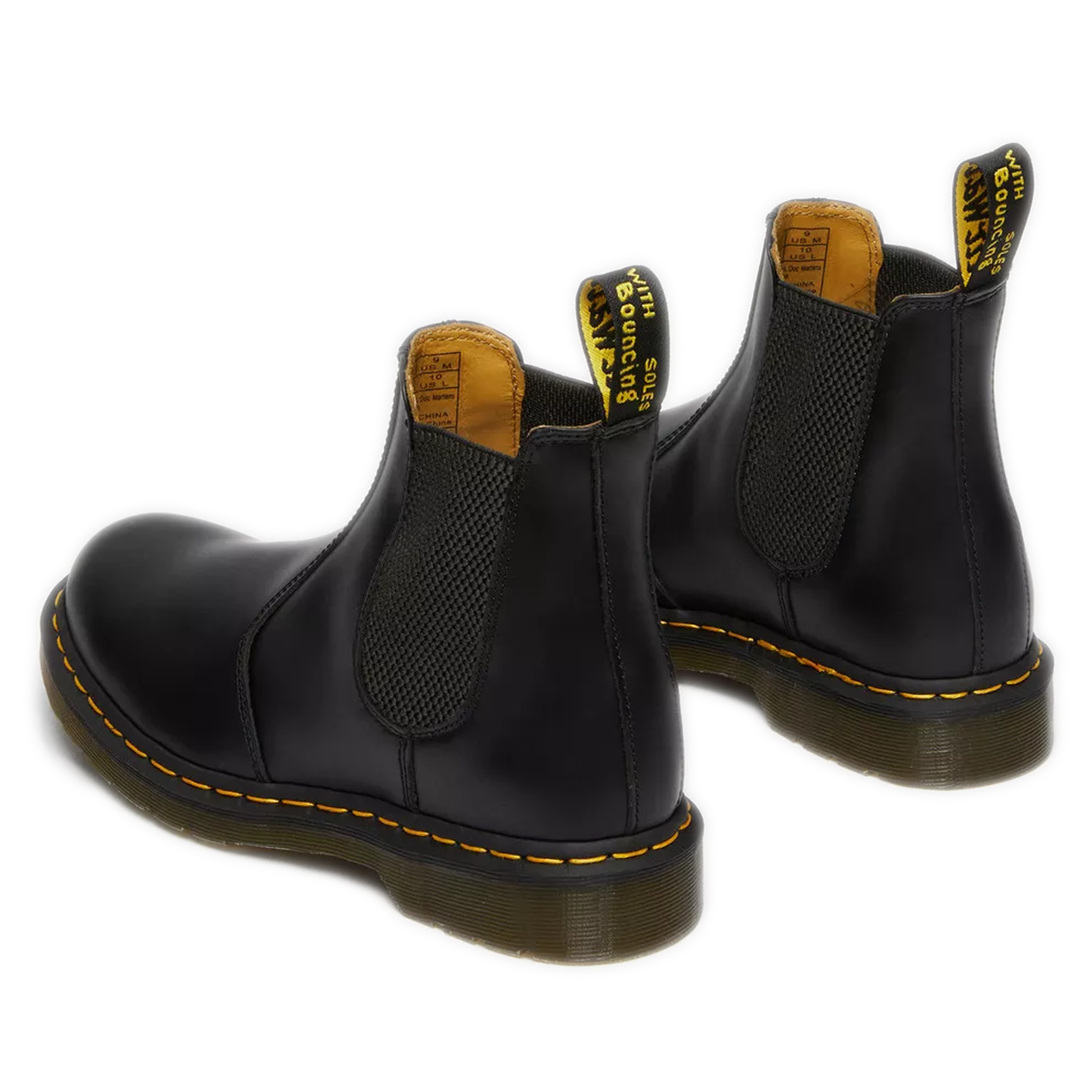 Men's Dr. Martens 2976 Yellow Stitch Smooth Leather Chelsea Boots - Black Smooth