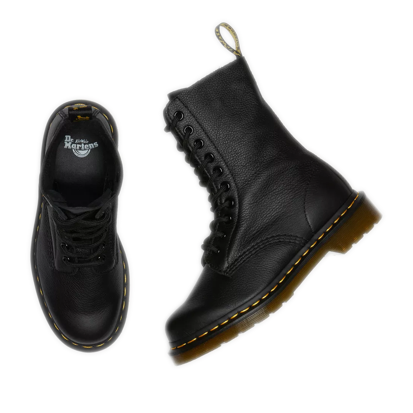 Women's Dr. Martens 1490 Virginia Leather Mid Calf Lace Up Boots - Black Virginia