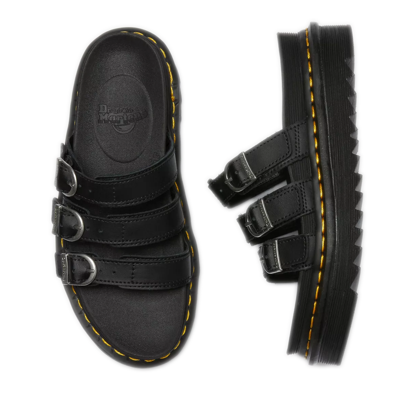 Women's Dr. Martens Blaire Leather Slide Sandals - Black Hydro