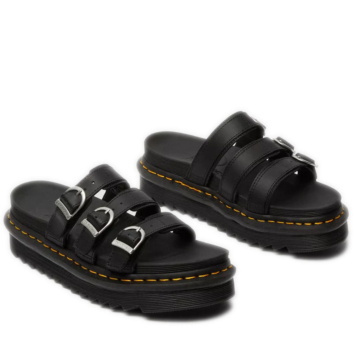 Women's Dr. Martens Blaire Leather Slide Sandals - Black Hydro