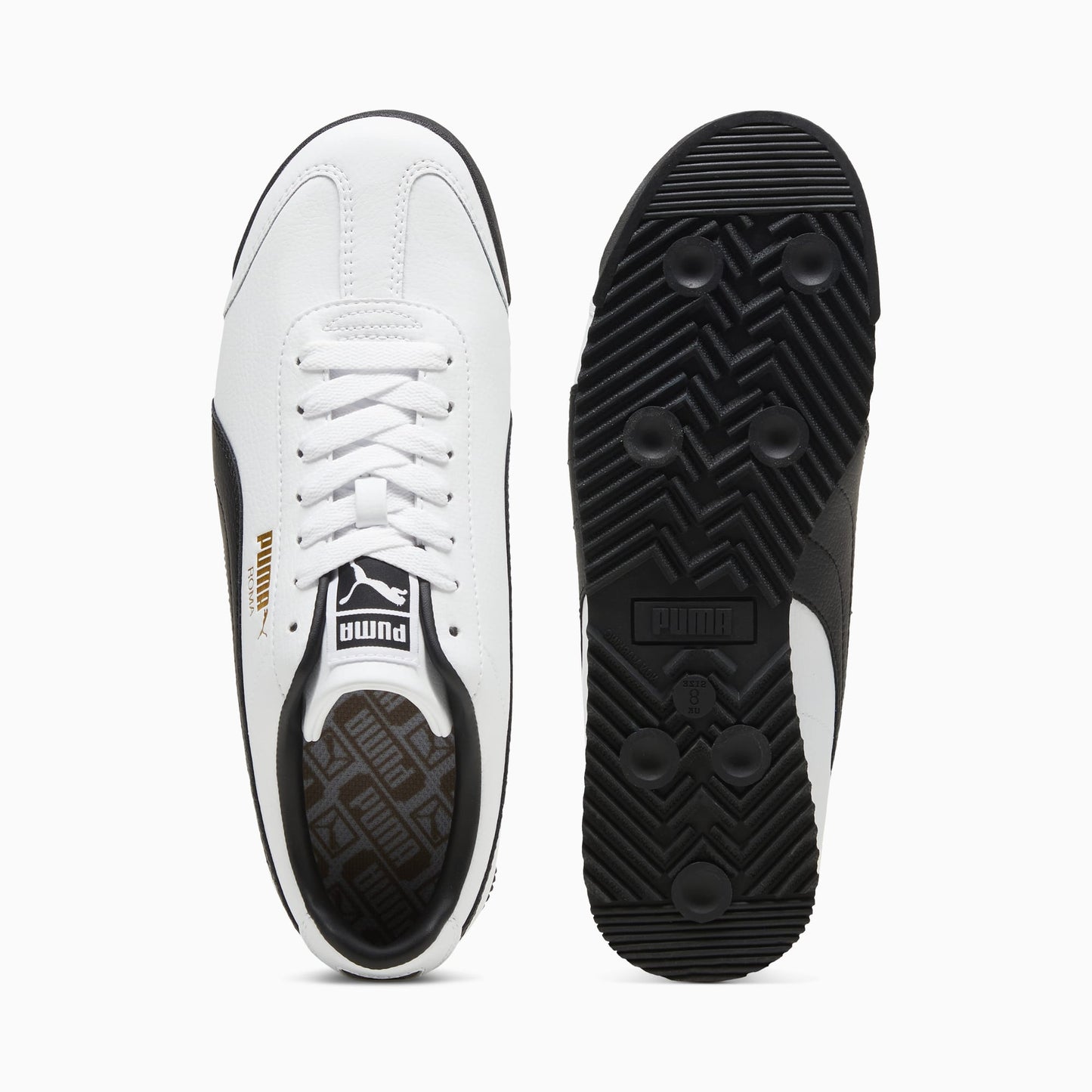 Men's Puma Roma 24 Shoes - Puma White/Puma Black/Team Gold