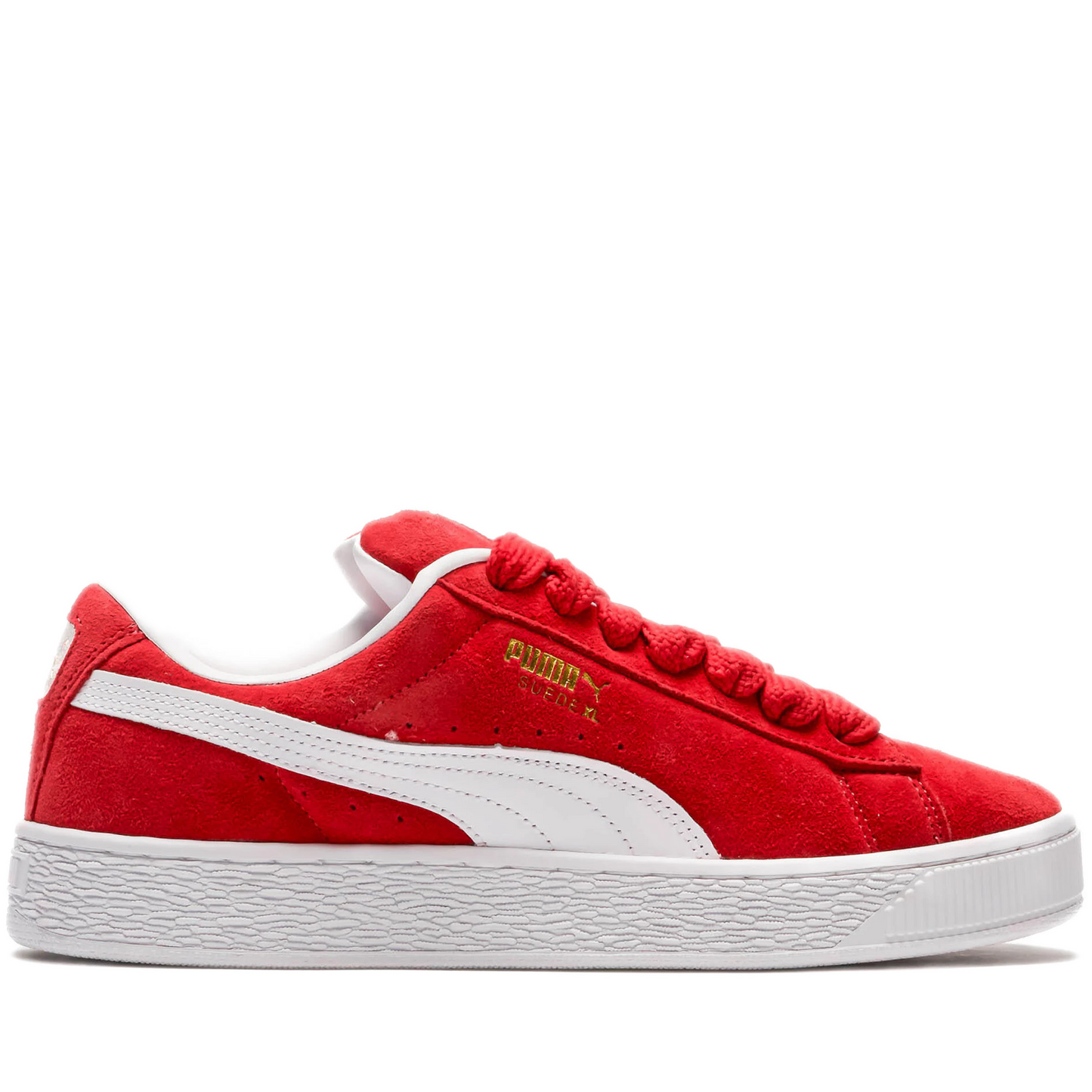 Men's Puma Suede XL Shoes - Red/ White - Side