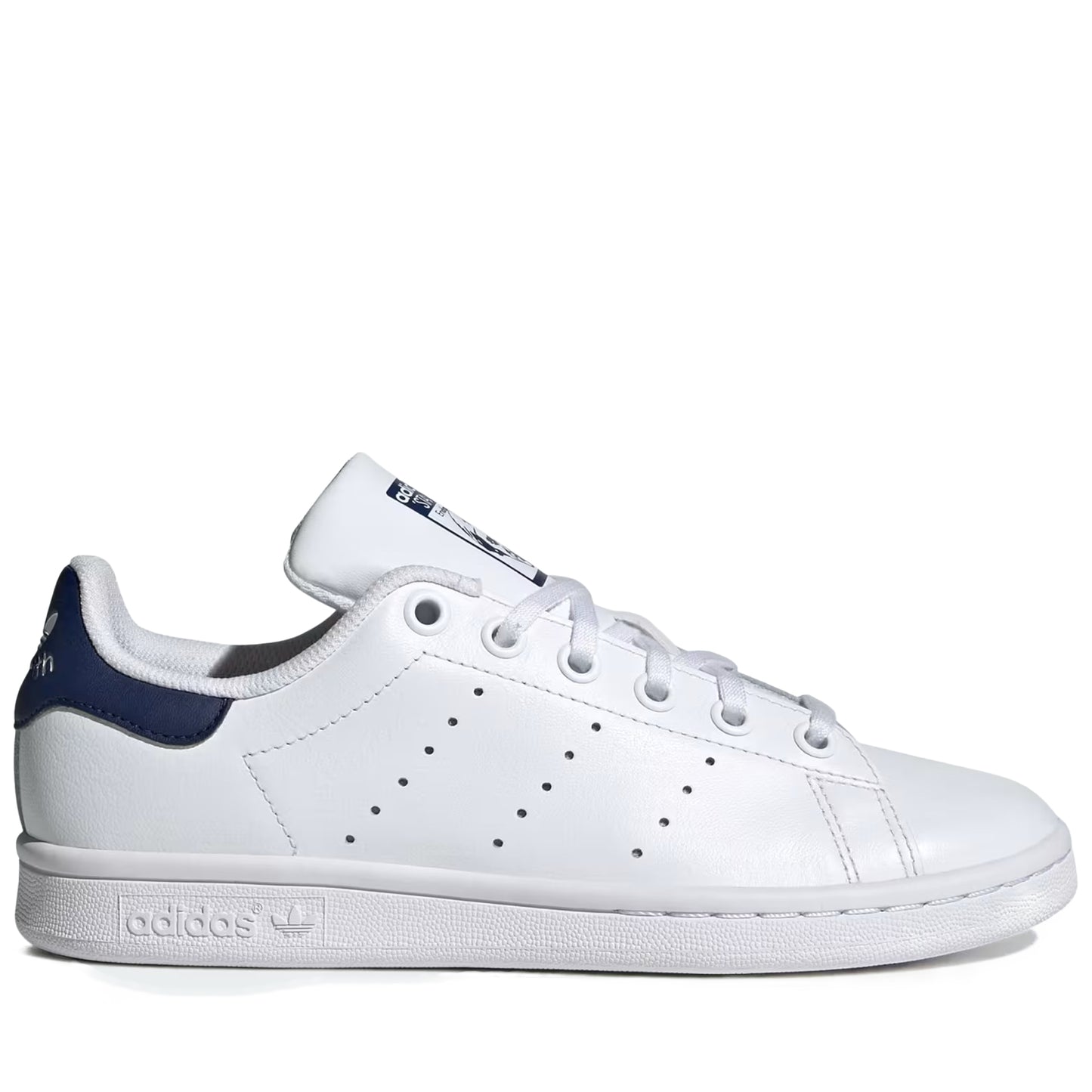 Grade School's Adidas Stan Smith Shoes - White/Dark Blue