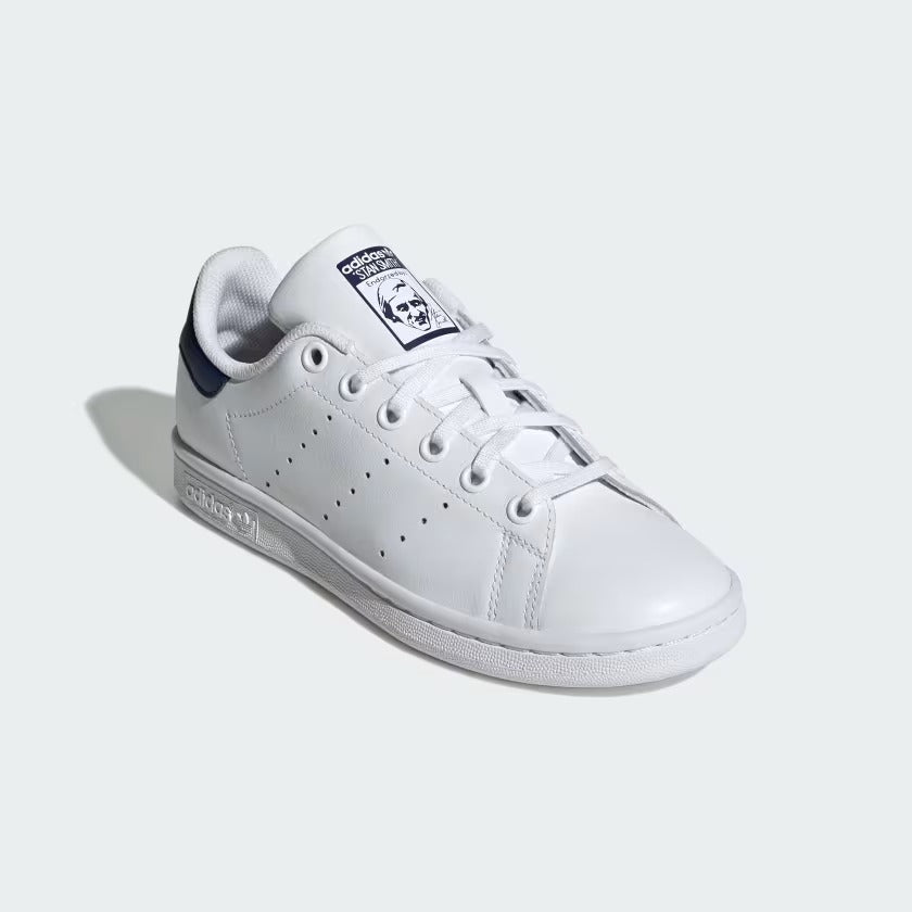 Grade School's Adidas Stan Smith Shoes - White/Dark Blue
