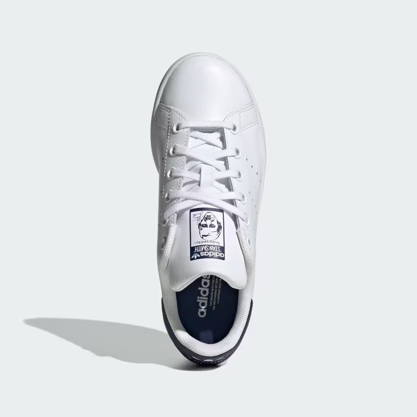 Grade School's Adidas Stan Smith Shoes - White/Dark Blue