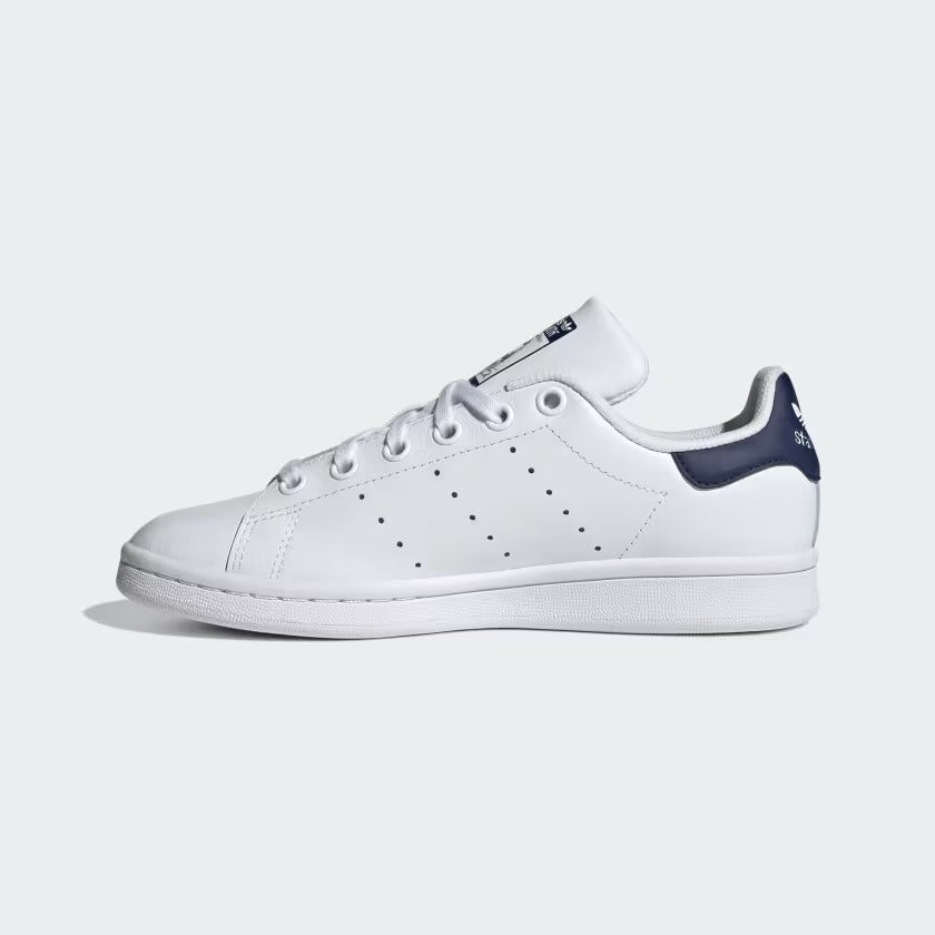 Grade School's Adidas Stan Smith Shoes - White/Dark Blue