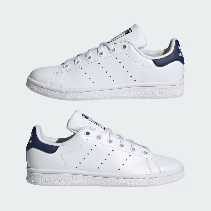 Grade School's Adidas Stan Smith Shoes - White/Dark Blue