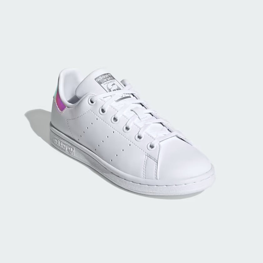 Grade School's Adidas Stan Smith Shoes - Cloud White/Cloud White/Silver Metallic