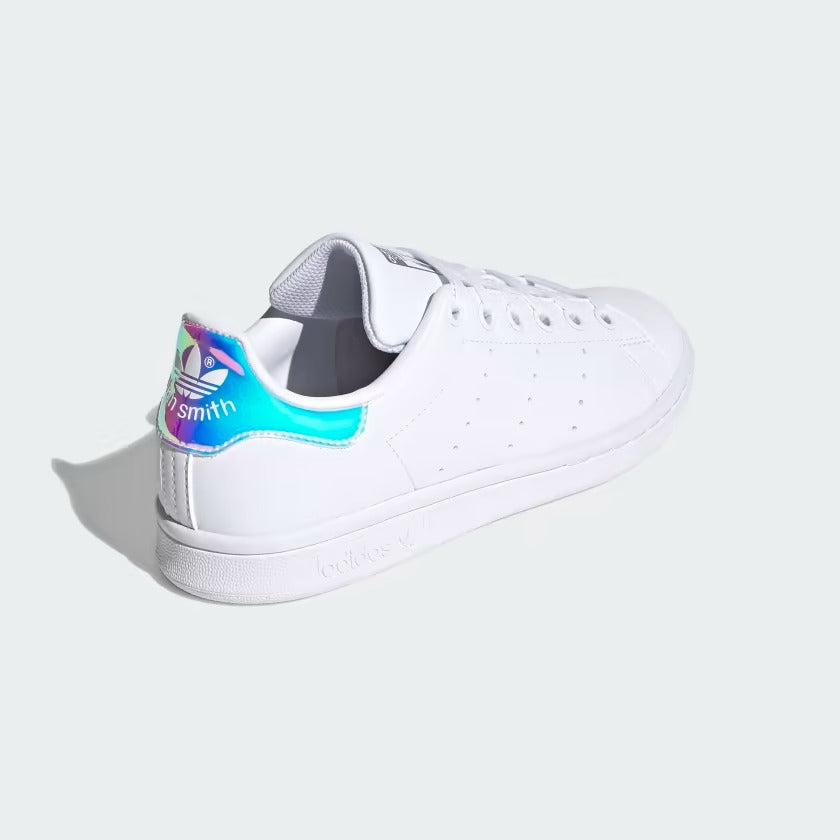 Grade School's Adidas Stan Smith Shoes - Cloud White/Cloud White/Silver Metallic