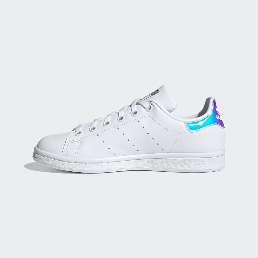 Grade School's Adidas Stan Smith Shoes - Cloud White/Cloud White/Silver Metallic