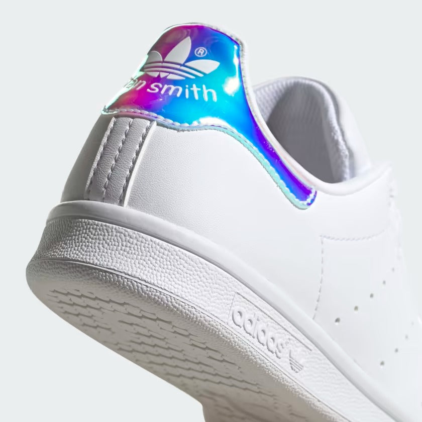 Grade School's Adidas Stan Smith Shoes - Cloud White/Cloud White/Silver Metallic