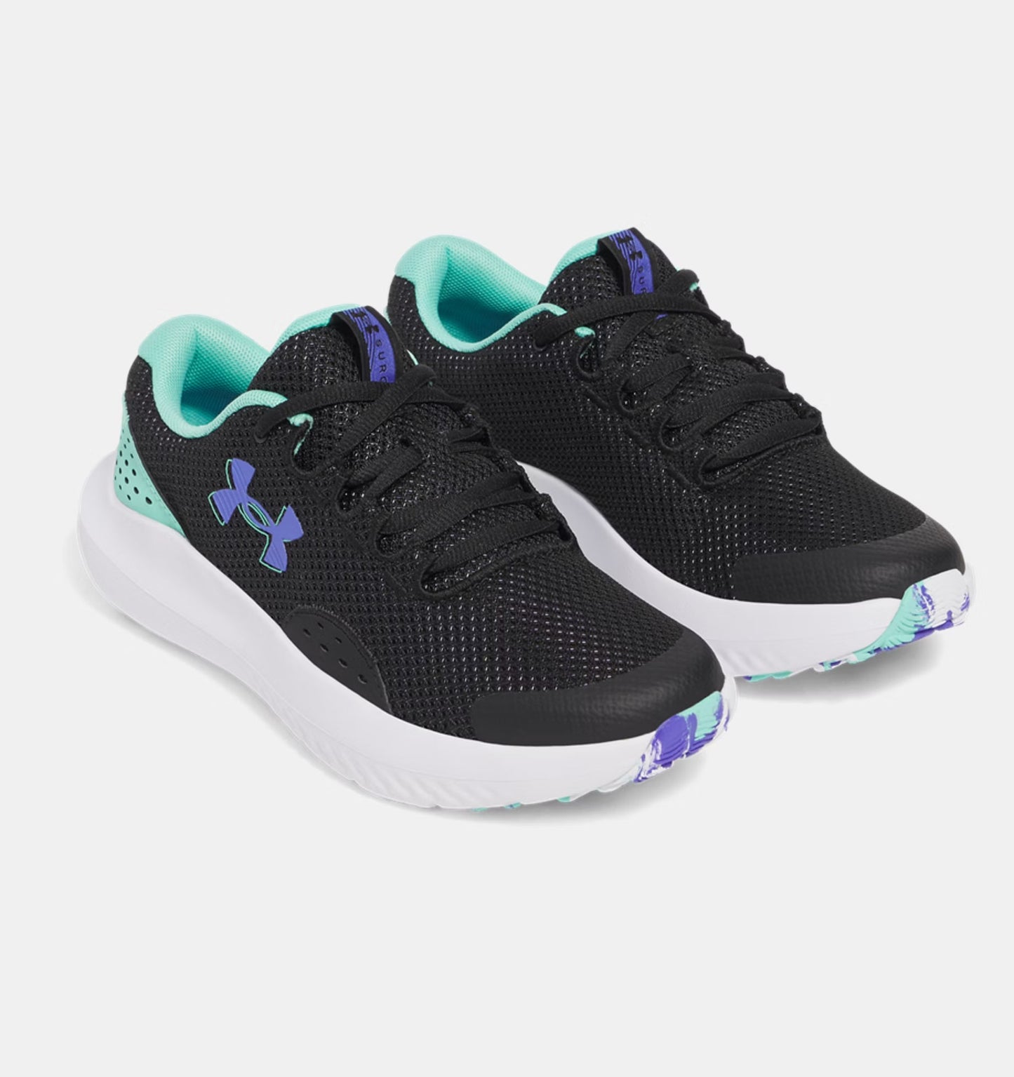Grade School Under Armour Surge 4 - Black/Comet Green/Virtual Violet