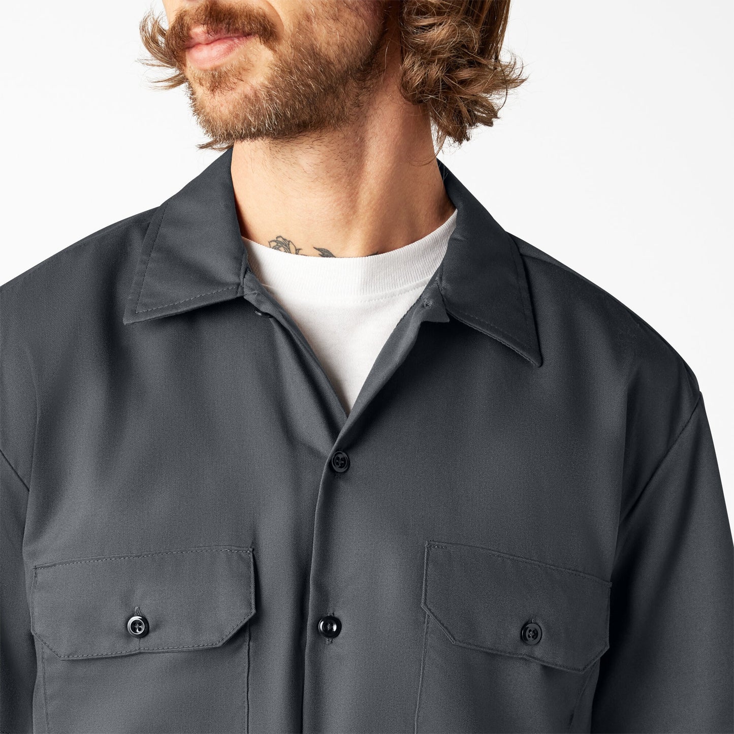 Men's Dickies FLEX Relaxed Fit Short Sleeve Work Shirt - Charcoal