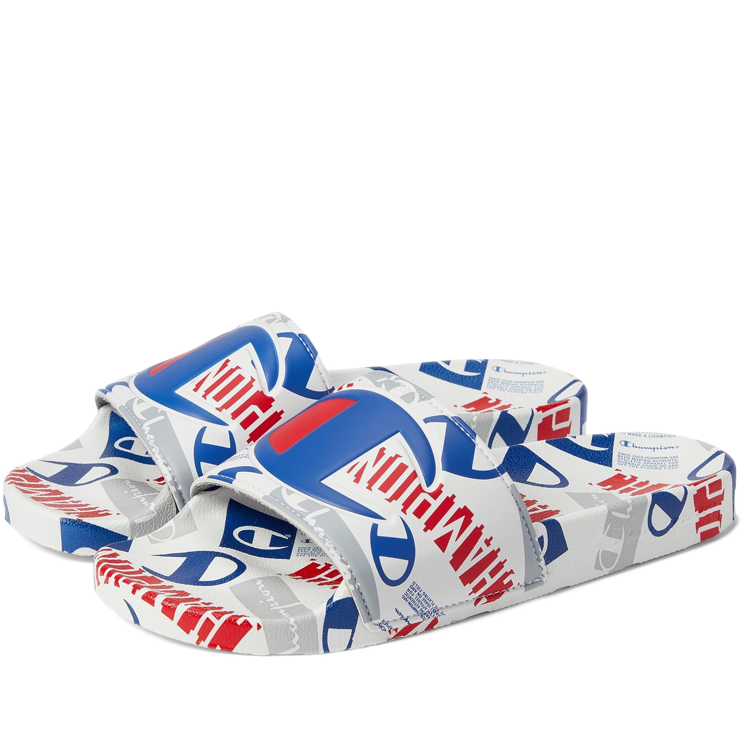Men's Champion IPO C Logo Slides - White/ Scarlet