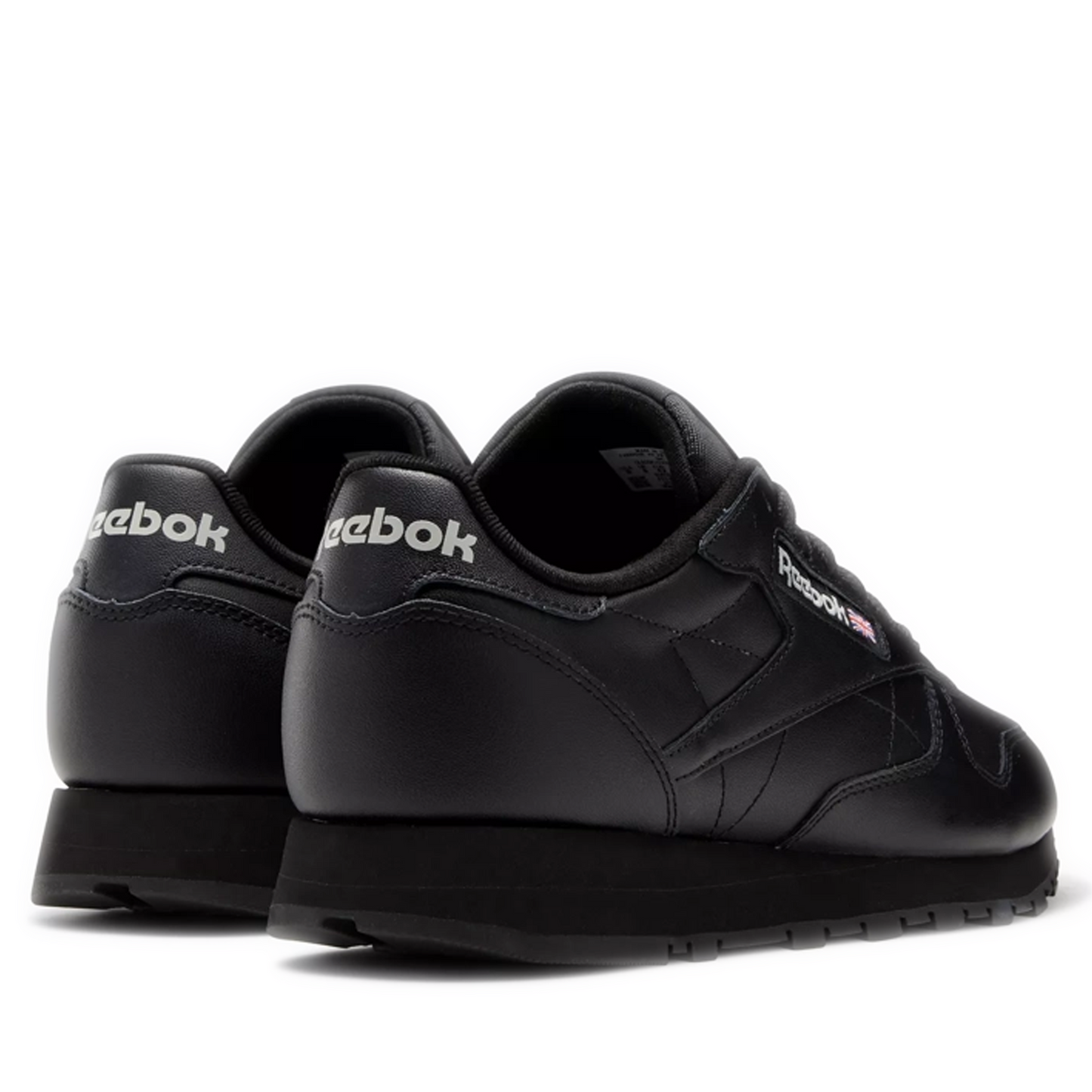 Men's Reebok Classic Leather Shoes - Core Black/Pure Grey 5 Heel Side