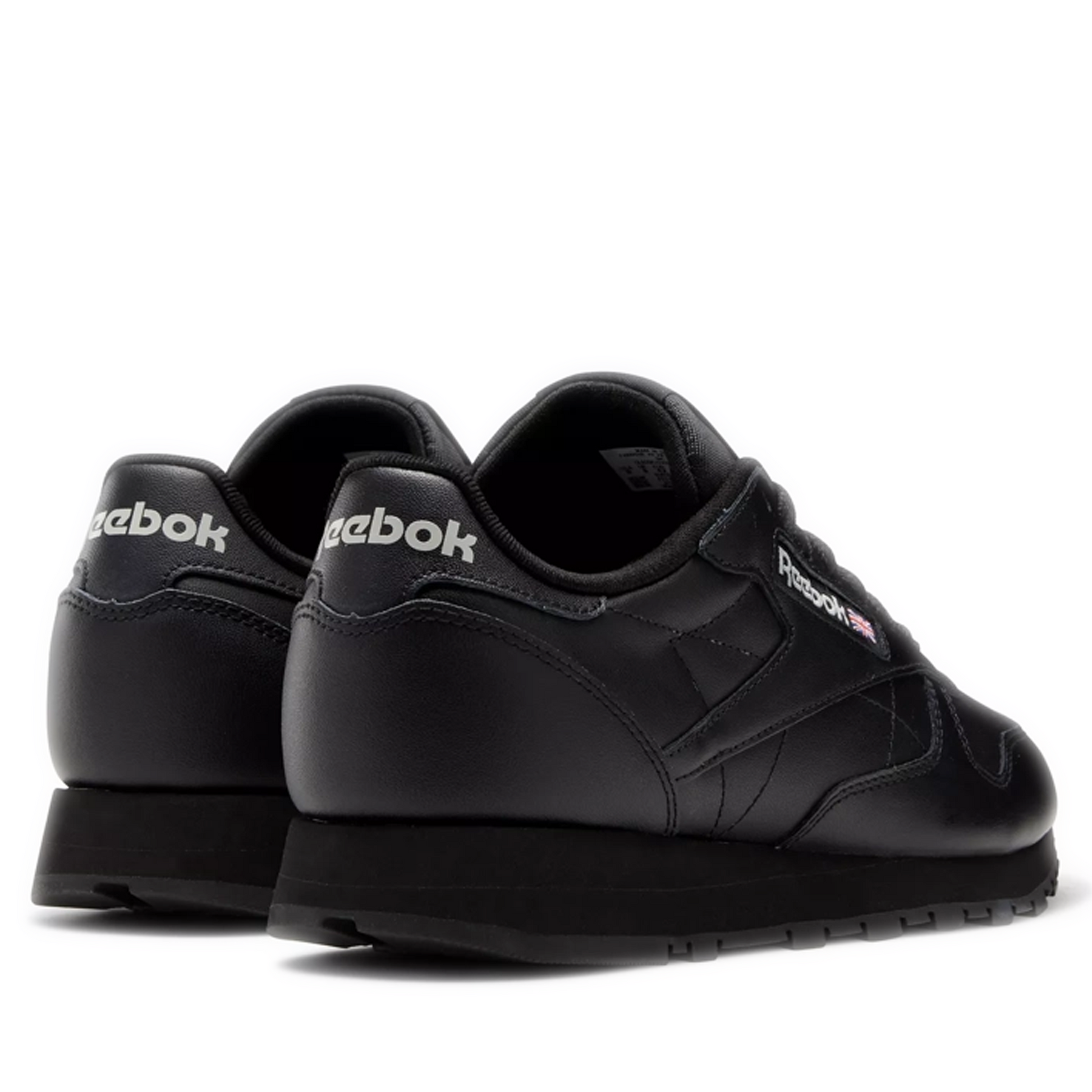 Men's Reebok Classic Leather Shoes - Core Black/Pure Grey 5 Heel Side