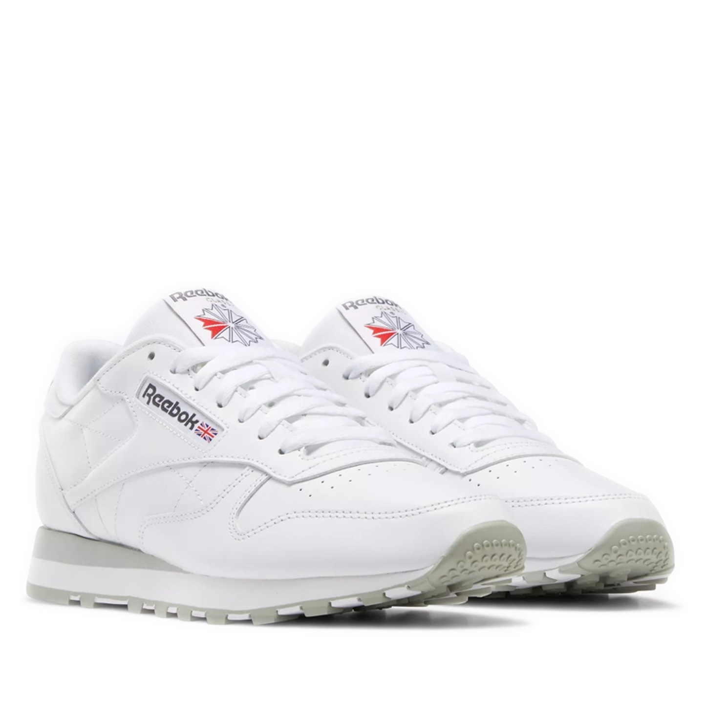 Men's Reebok Classic Leather Shoes - White/Pure Grey